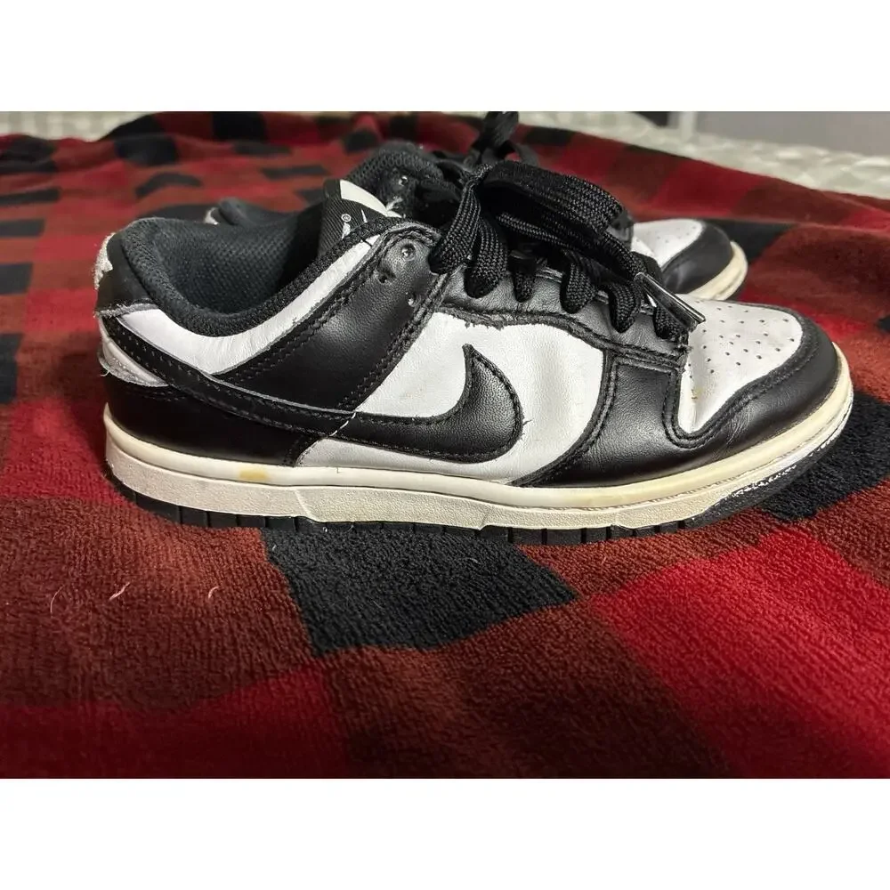 Nike Dunk Low Black/White Leather Colorblock Unisex Kids US 5 DD1503-101 Panda